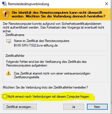 Kap6.1 Meldung erste Verbindung TS ohne Hacken